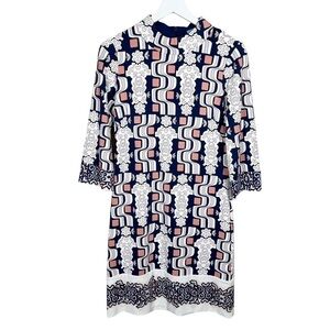 J. McLaughlin Womens Catalina Cloth Long Sleeve Mock Neck Shift Dress Size Small